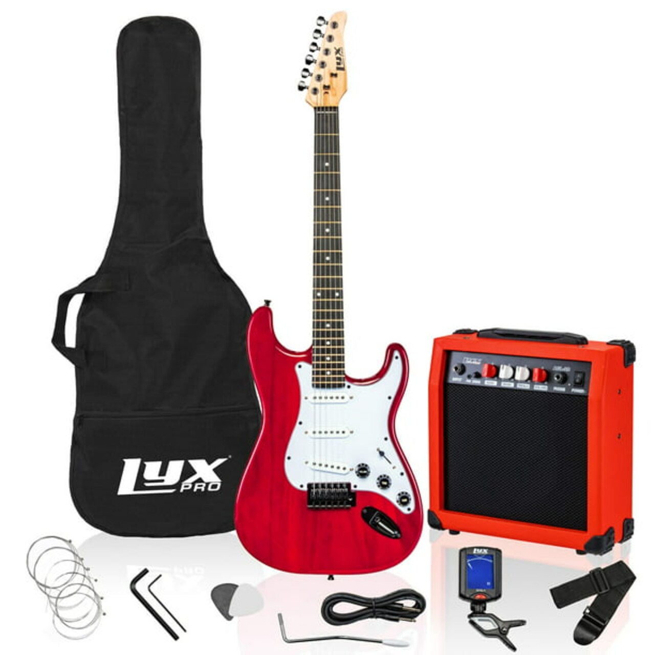 LyxPro Beginner Stratocaster 39” Electric Guitar and Electric Guitar Accessories